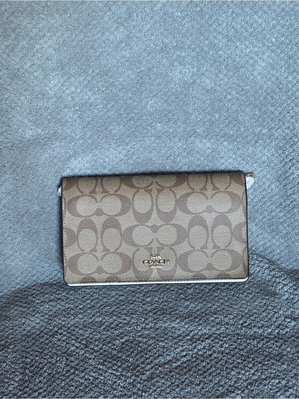 Coach Brown Signature Logo Continental Wallet with Gold Logo